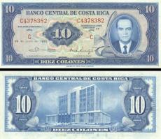 *10 Colones Kostarika 1969-70, P230 UNC - Kliknutím na obrázok zatvorte -
